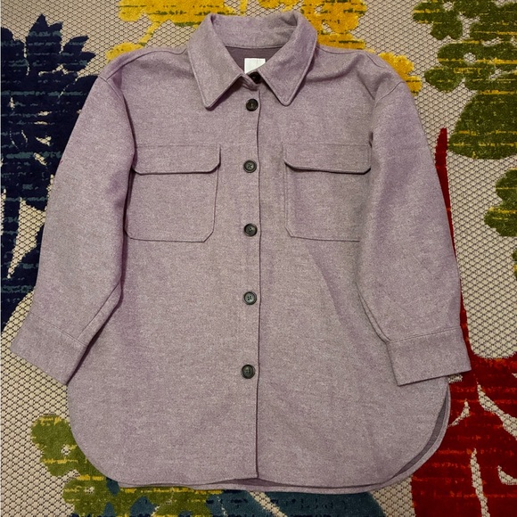 H&M Melange Oversized Button Front Collared Shacket in Light Purple - Picture 12 of 12